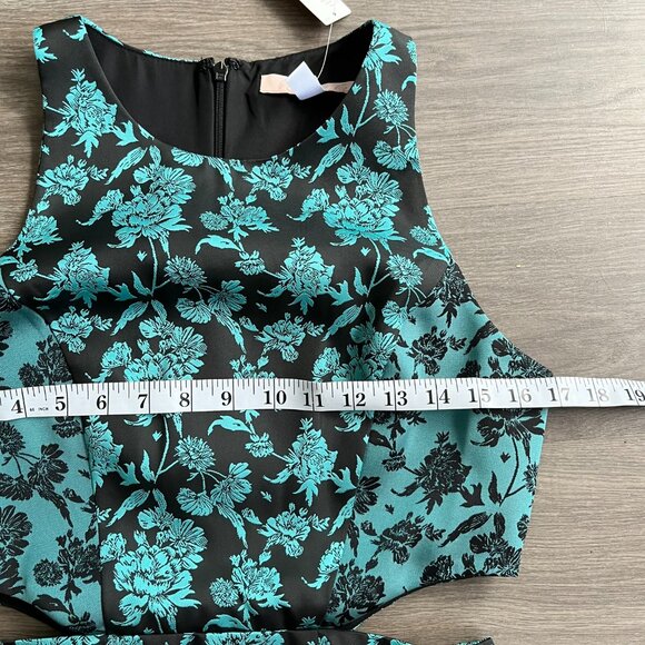 NWT HUTCH Teal & Black Jacquard Cut Out Mini Sleeveless Dress - Picture 9 of 13